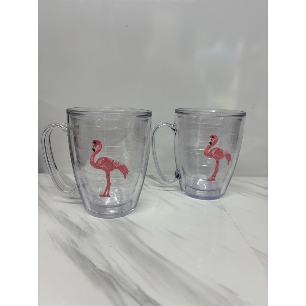NEW Tervis Tumbler 16 oz Pink Flamingo Tropical Embroidered Emblem Patch - 2